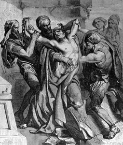 Die Besessenen von Kapernaum. Trotz der von Jesus vollbrachten Wunder weigerte sich die Stadt, sich zu bekehren. Gravur aus dem 19. Jahrhundert.