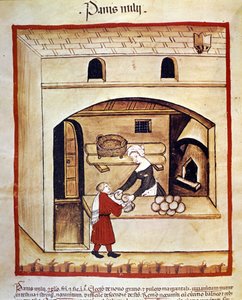 Die Zubereitung von Brot mit Hirse. Beleuchtung aus der Milchwirtschaft und Diätetik „Tacuinum sanitatis“ von Unknown artist