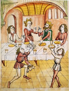 Der Saal der hundert Tische. Faksimile aus dem 18. Jahrhundert nach Perceval von Wolfram von Eschenbach. von Unknown artist