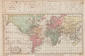 Die Welt nach der Mercator-Projektion oder Edw Wrights, ca. 1730