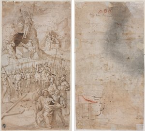 Drei Szenen aus der Passion Christi (recto) Architektonische Skizze (verso) von Unknown artist