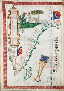 Land von Persien, Maßstab: circa 1:13 500 000, zeigt zusätzliche Orte in Südindien und Sri Lanka, c.1550-60 von Unknown artist