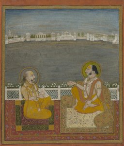 Tilkayat Dauji II Maharaj mit einem Besucher von Unknown artist