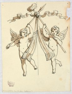 Zwei Engel mit Lanze und Heiligem Schwamm von Unknown artist