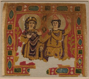 Zwei Figuren, eingerahmt von einem juwelenbesetzten Rahmen von Unknown artist