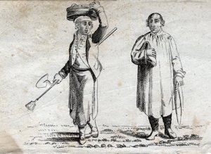 Zwei Bauern, späte 18. Jahrhundert Gravur, private Sammlung.