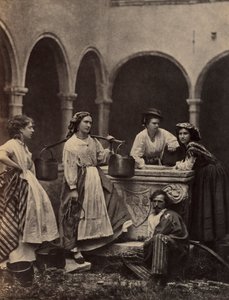 Ohne Titel (Genreszene mit vier Frauen und einem Mann) von Unknown artist