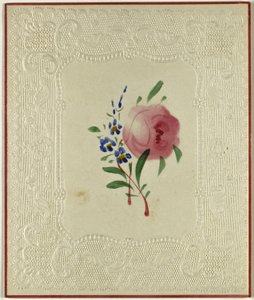 Unbetiteltes Valentinsmotiv (Große rosa und kleine blaue Blumen) von Unknown artist