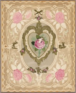 Unbetiteltes Valentinsmotiv (Rosa Blumen und Putti) von Unknown artist