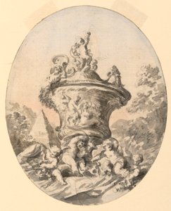 Vase in Landschaft von Unknown artist