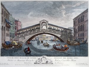 Venedig, Blick auf die Rialtobrücke - Optik von Unknown artist