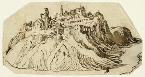 Ansicht einer befestigten Hügelstadt von Unknown artist