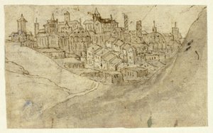 Blick auf die Hügelstadt von Unknown artist