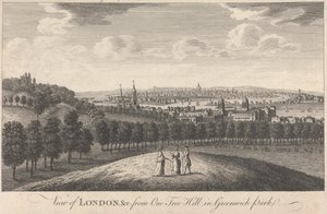 Blick auf London und die Kirche vom One Tree Hill im Greenwich Park von Unknown artist
