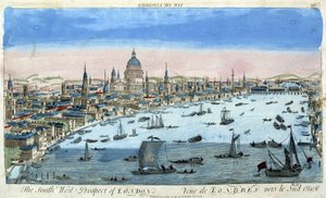 Blick auf London und die Themse, Südwesten - optische Ansicht von Unknown artist