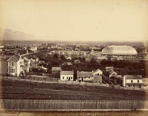 [Ansicht des Salt Lake Tabernacle und der Stadt]