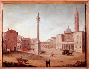 Ansicht der Basilika Santa Maria Maggiore in Rom. Anonyme Aquarell. 18. Jahrhundert Rom, Museo di Roma