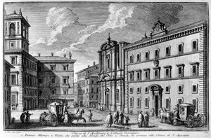 Ansicht der Kirche St. Apollinar und des Germanischen Kollegs (Collegio Germanico) in Rom Ende des 18. Jahrhunderts von Unknown artist