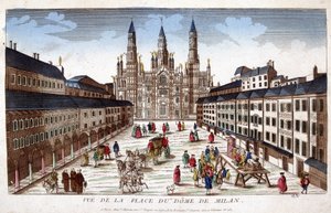 Ansicht des Domplatzes in Mailand. Frühes 18. Jahrhundert von Unknown artist