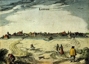 Ansicht der Stadt Leipzig in Deutschland. Gravur des 18. Jahrhunderts von Unknown artist