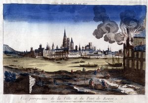 Ansicht der Stadt Rouen, ihres Hafens und der Brücke über die Seine Ende des 18. Jahrhunderts. von Unknown artist