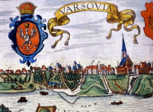 Ansicht der Stadt Warschau mit dem Stadtwappen. 1780. von Unknown artist