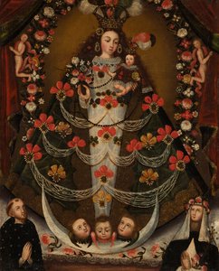 Jungfrau von Pomata mit St. Nikolaus Tolentino und St. Rosa von Lima von Unknown artist