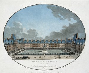 Ansicht des Place Royale in Paris (Place des Vosges). sd. Gravur 18. Jahrhundert von Unknown artist