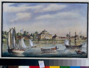Außenansicht des Jelagin-Palastes auf der Jelagin-Insel in St. Petersburg, Russland (ca. 1840) von Unknown artist