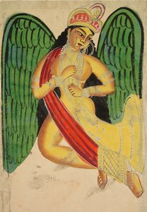 Geflügelte Apsara mit einem Horn (recto)