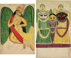 Geflügelte Apsara mit einem Horn (recto); Jagannatha Trio (verso)