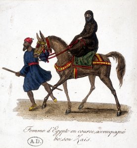 Ägyptische Frau läuft, begleitet von ihrem Zaïs - Gravur, Anfang 19. Jahrhundert von Unknown artist