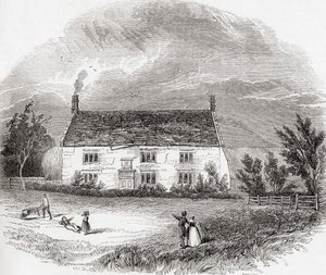 Woolsthorpe Manor, Woolsthorpe-by-Colsterworth, Lincolnshire, England, aus Old England: A Pictorial Museum, veröffentlicht 1847