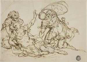 Verwundeter Krieger und zwei Gefährten