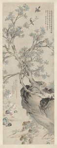 Gelbe Chrysanthemen und Roter Osmanthus im Stil von Wang Yuan von Unknown artist