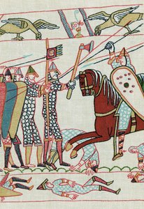 nach einem Detail des Teppichs von Bayeux, 11. Jahrhundert