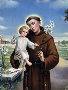 Andachtsbild: Darstellung des Heiligen Antonius von Padua (Antonio di padova) bekannt als der Wundertäter (1195-1231).