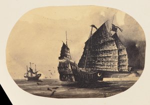 Fotografische Kopie einer Zeichnung eines chinesischen Dschunken-Schiffs von Unknown artist/maker