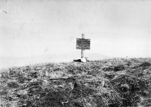Tafel errichtet von den Royal Scots Fusiliers zur Markierung des Ortes, an dem der Prinz Imperial fiel, 1879 von Unknown photographer
