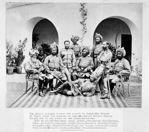 Britische und indische Offiziere des Corps of Guides