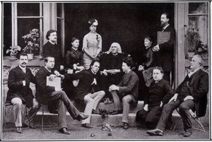 Franz Liszt (1811-1886), in Weimar, im Kreis seiner Lieblingsschüler