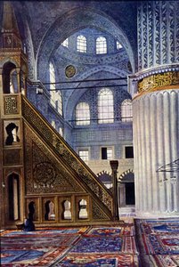 Innenansicht der Hagia Sophia Moschee in Konstantinopel (Türkei). Der Mihrab. Autochrome