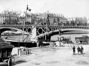 Paris: Le pont du Carrousel und die Docks - Fotografie, Ende 19. Jahrhundert