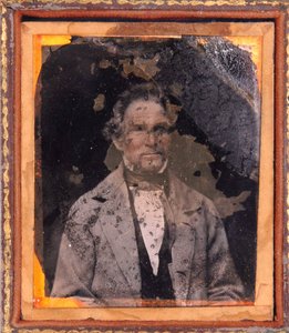 Porträt eines Mannes. Daguerreotypie (Daguerre) unter Rahmen um 1850.