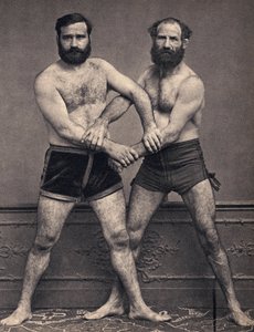 Porträt der Marseille-Brüder im Ringen. Fotografie, Ende des 19. Jahrhunderts, Paris. Sammlung Selva.