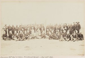Überlebende des 94. Regiments & Farben, Bronkhurst Spruit. - 20. Dezember 1880, Pretoria, Transvaal-Krieg (1880-1881), 5. April 1881 (s/w Foto) von Unknown photographer
