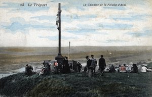 Der Kalvarienberg der Klippe von Aval. Der Treport. Farbige Fotografie aus dem Anfang des 20. Jahrhunderts. von Unknown photographer