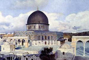 Ansicht der Omar-Moschee in Jerusalem. Autochrome von Unknown photographer