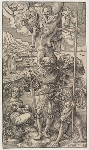 Söldner und eine Frau mit dem Tod in einem Baum von Urs I Graf