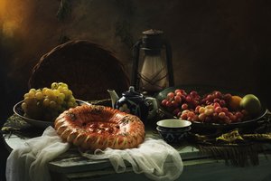 Rustikales Brot und Trauben von UstinaGreen